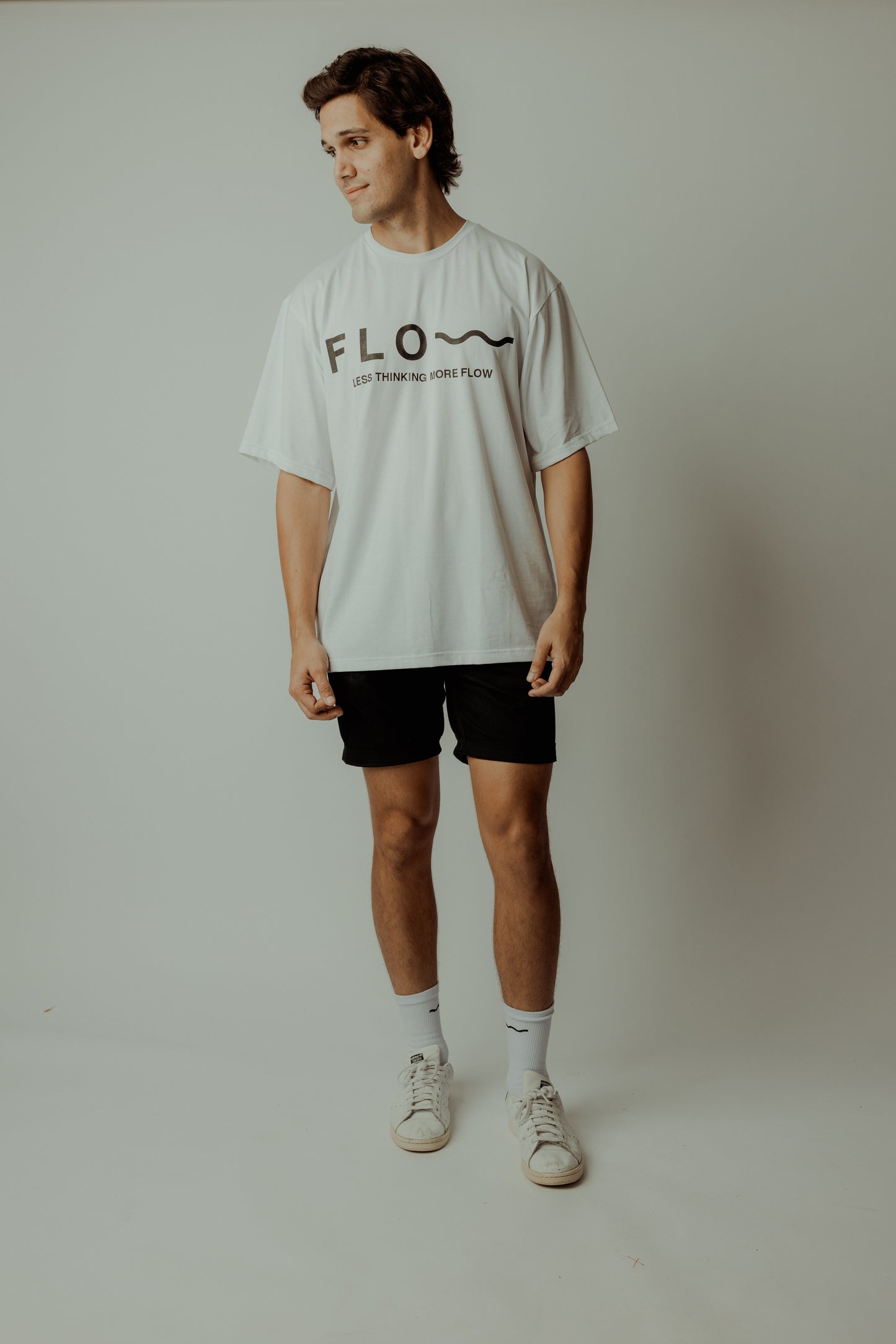 LESS THINKING MORE FLOW TEE WHITE