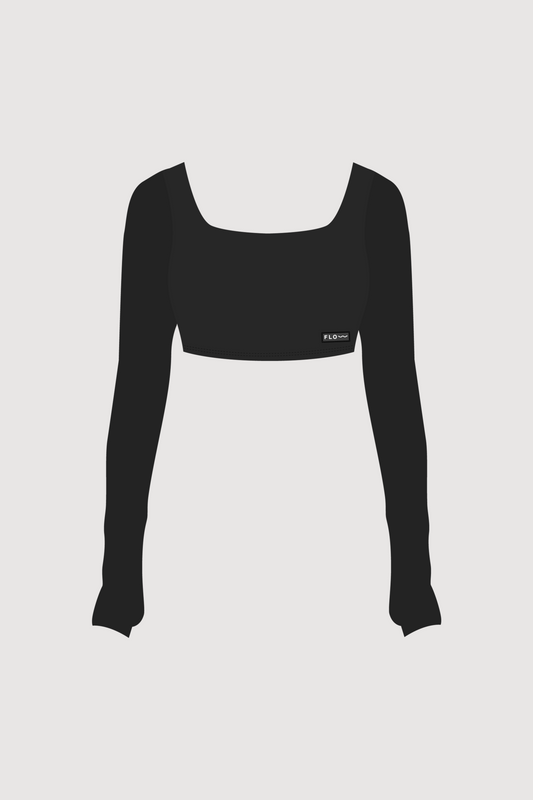 LONG SLEEVE CROP TOP BLACK