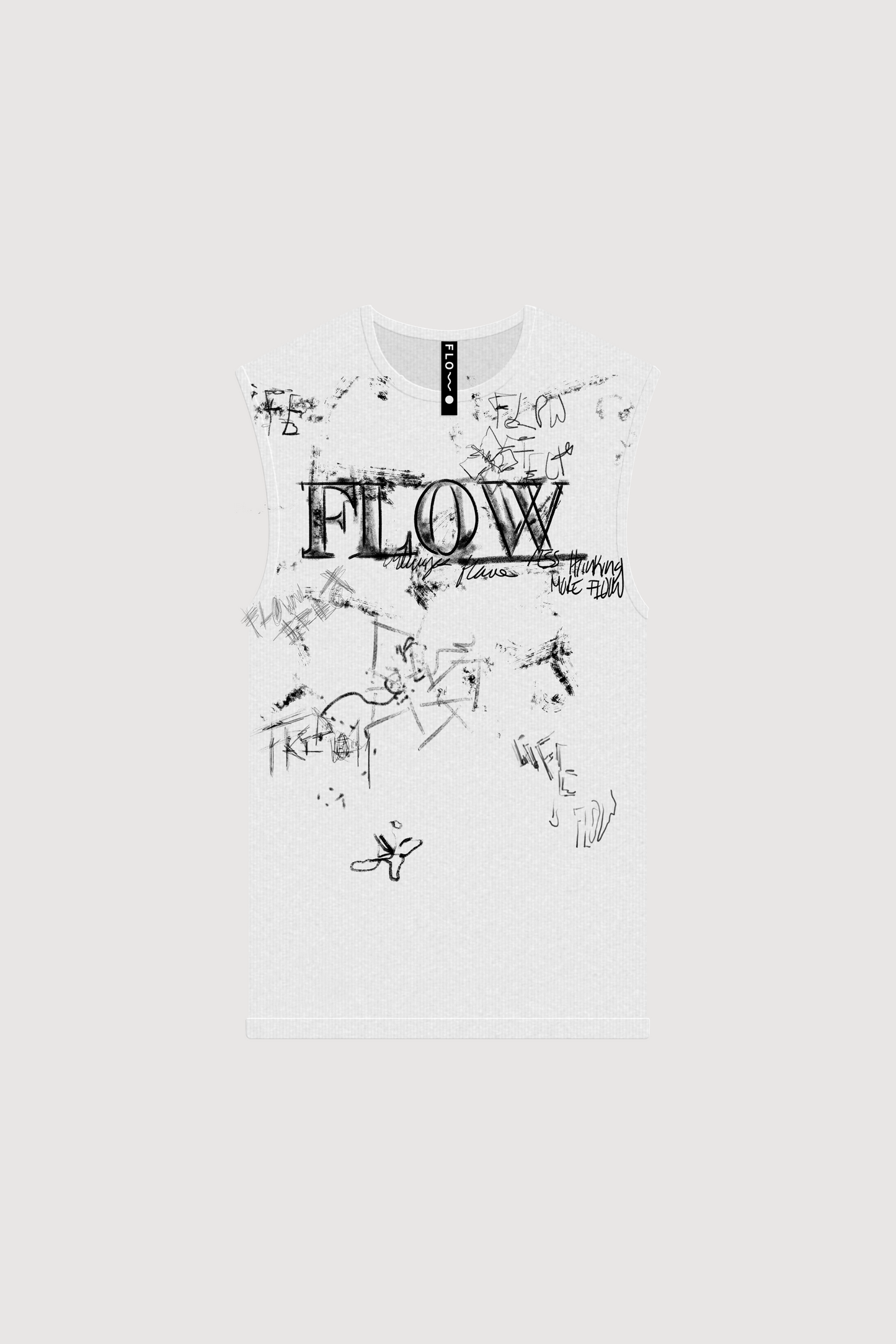 FLOW EFFECT CHAOS LONG SLEEVELESS WHITE