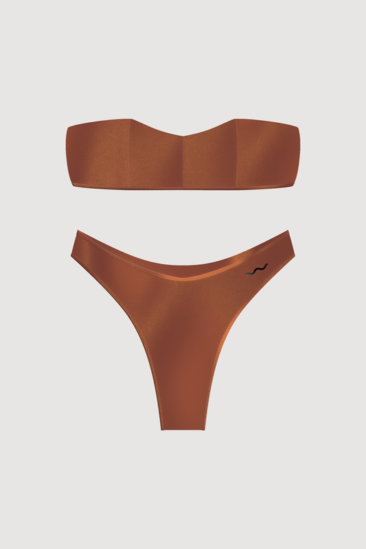 STRAPLESS SWIMSUIT RUST