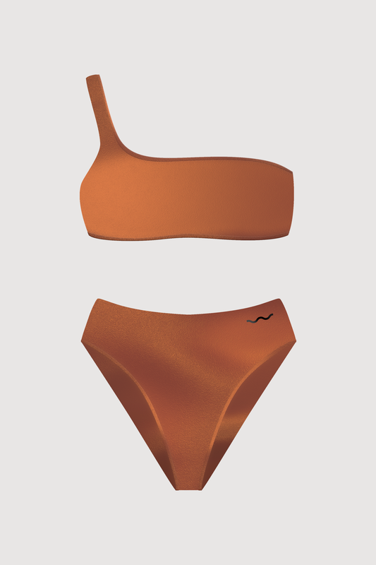 ONE SHOULDER SWIMSUIT RUST