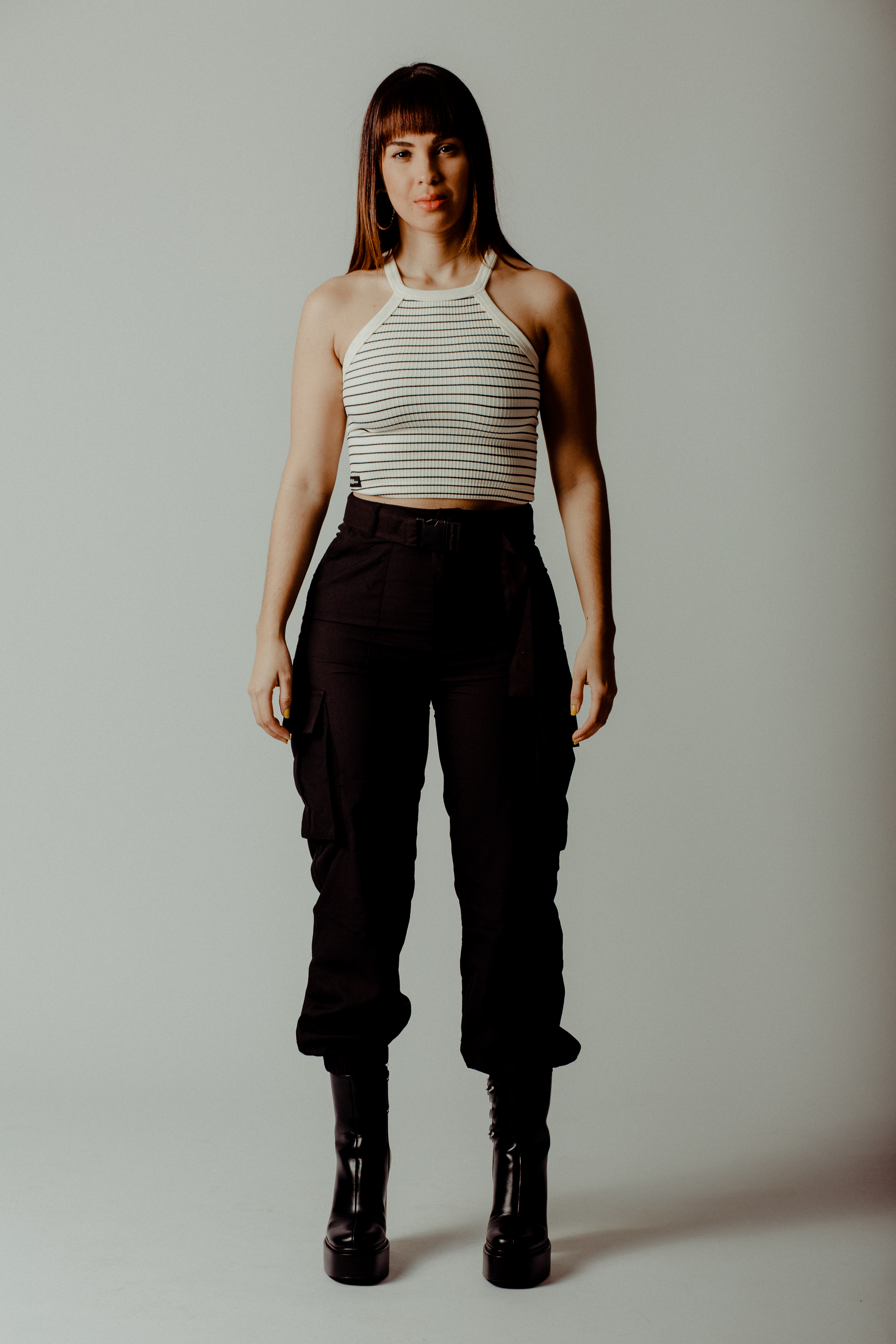 STRIPES CROP TOP WHITE/ BLACK