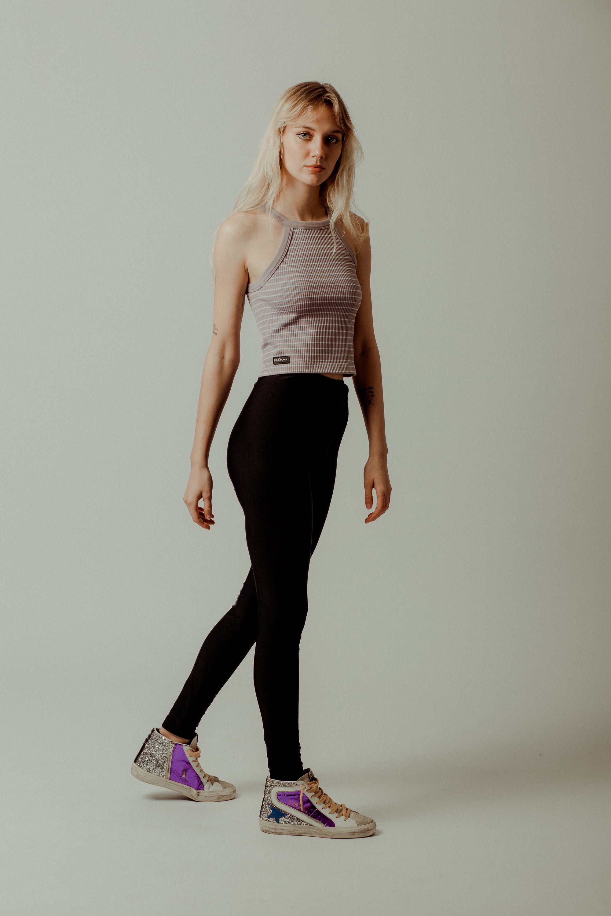 STRIPES CROP TOP LILA/WHITE