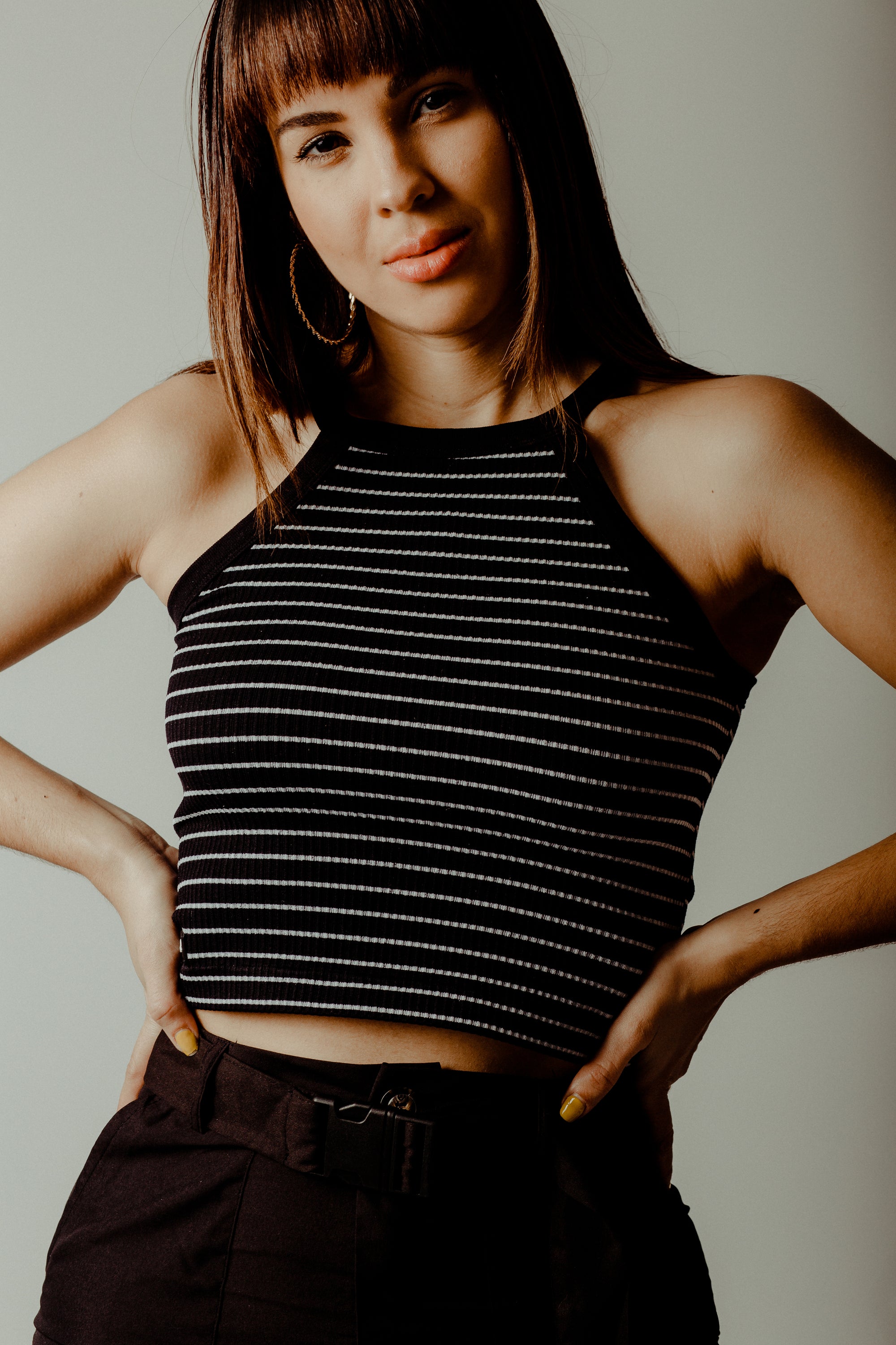 STRIPES CROP TOP BLACK/ WHITE