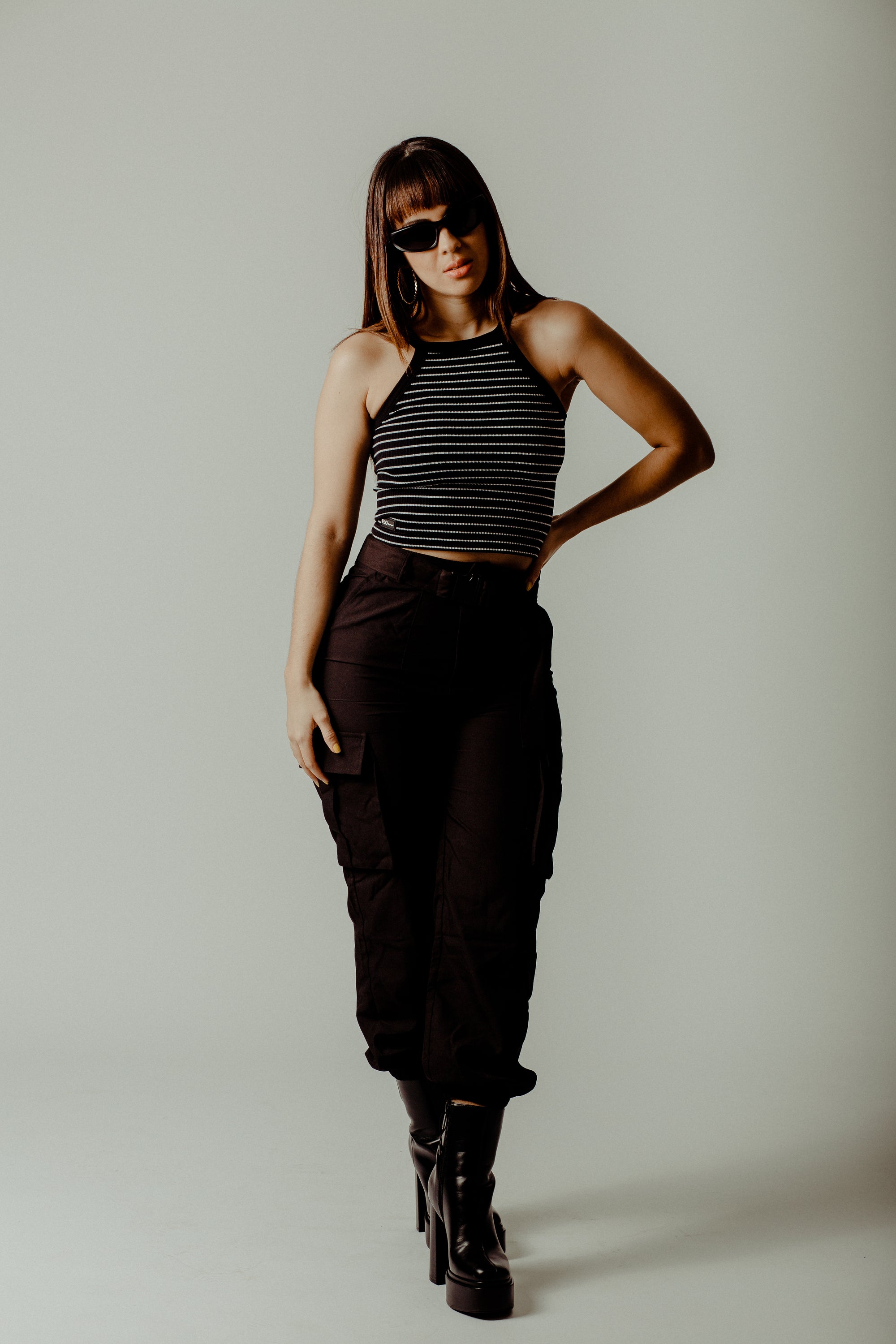 STRIPES CROP TOP BLACK/ WHITE