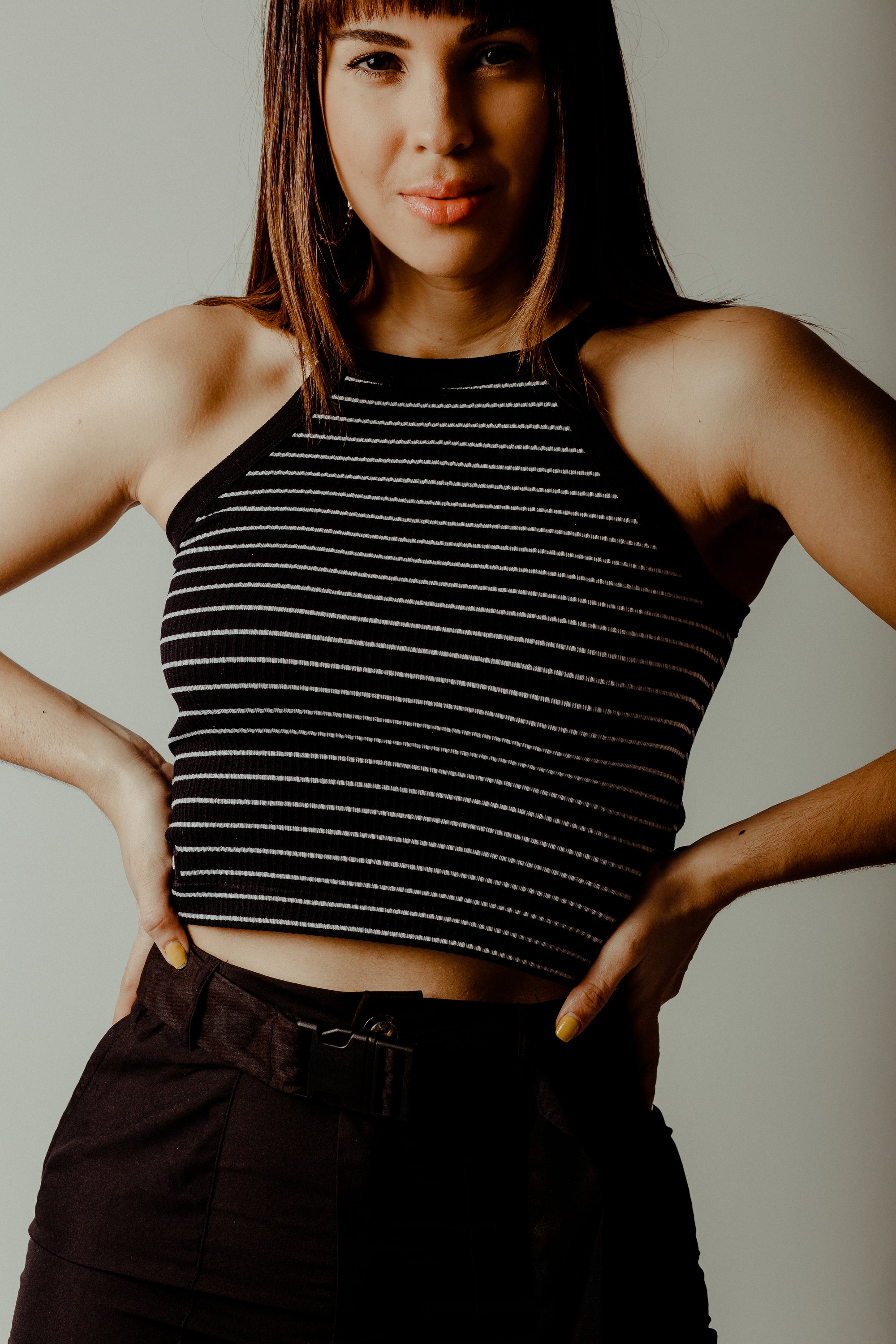 STRIPES CROP TOP BLACK/ WHITE