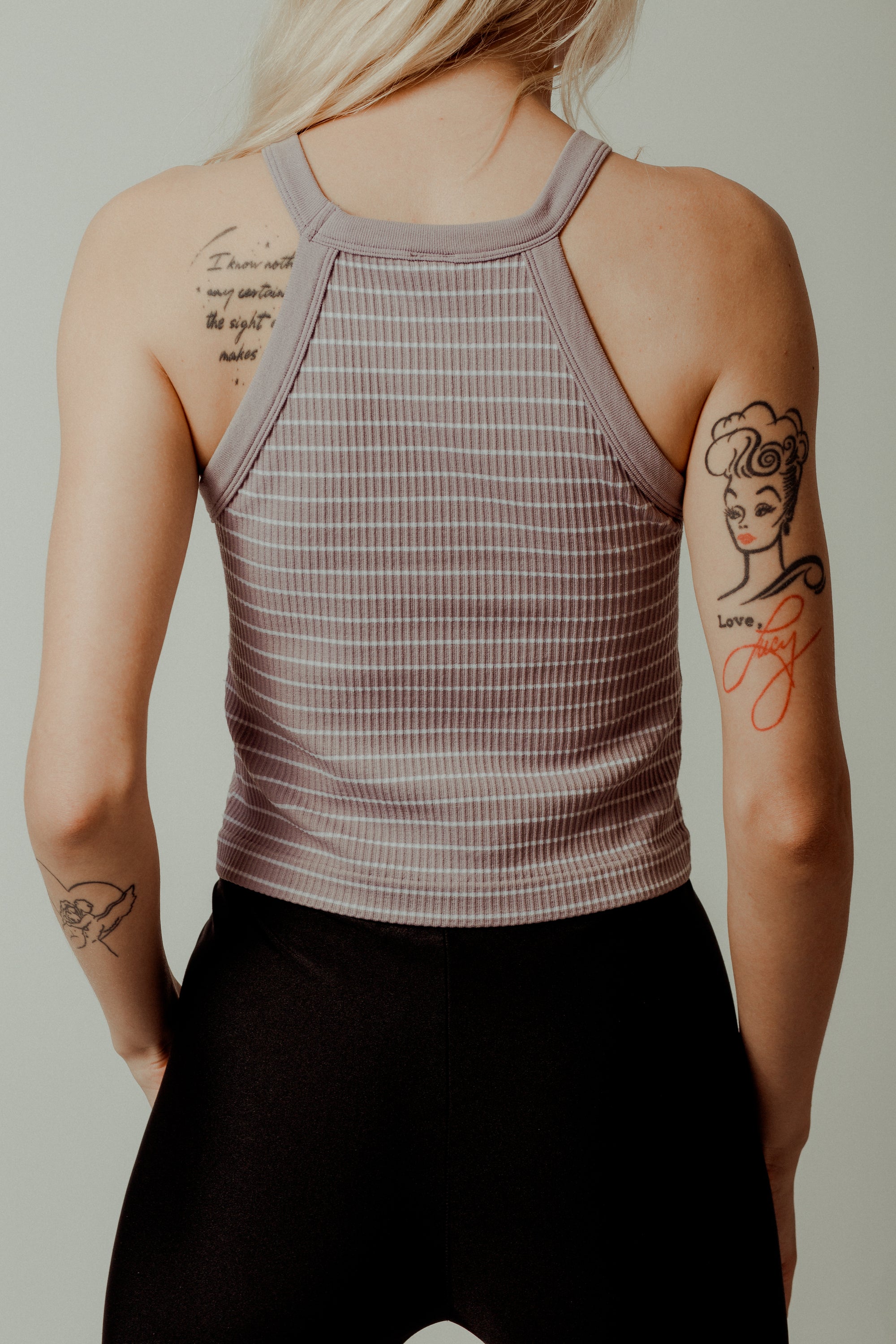 STRIPES CROP TOP LILA/WHITE