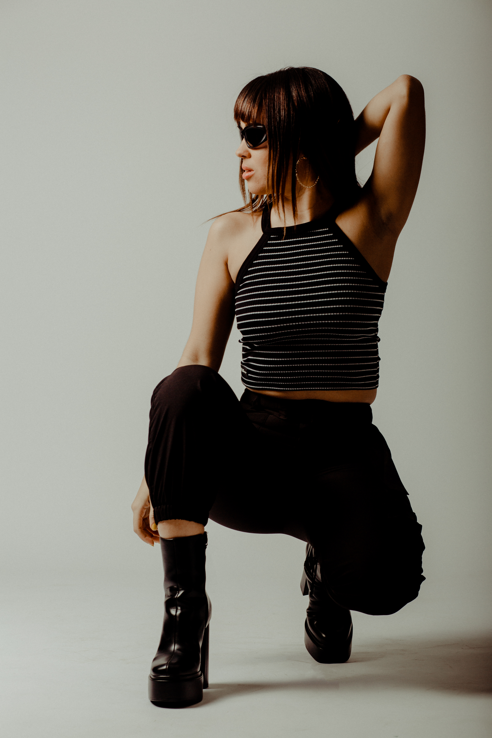 STRIPES CROP TOP BLACK/ WHITE