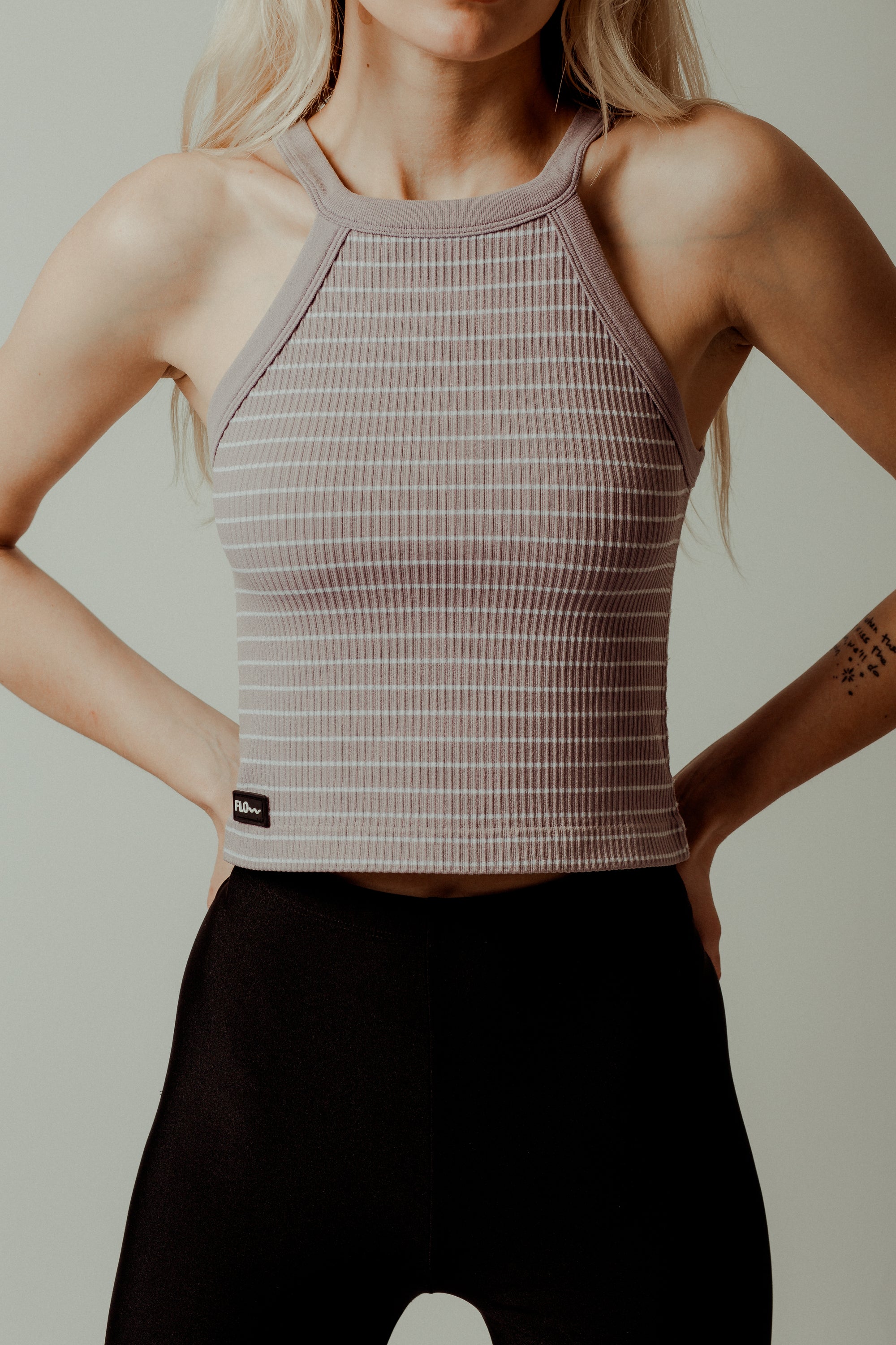 STRIPES CROP TOP LILA/WHITE