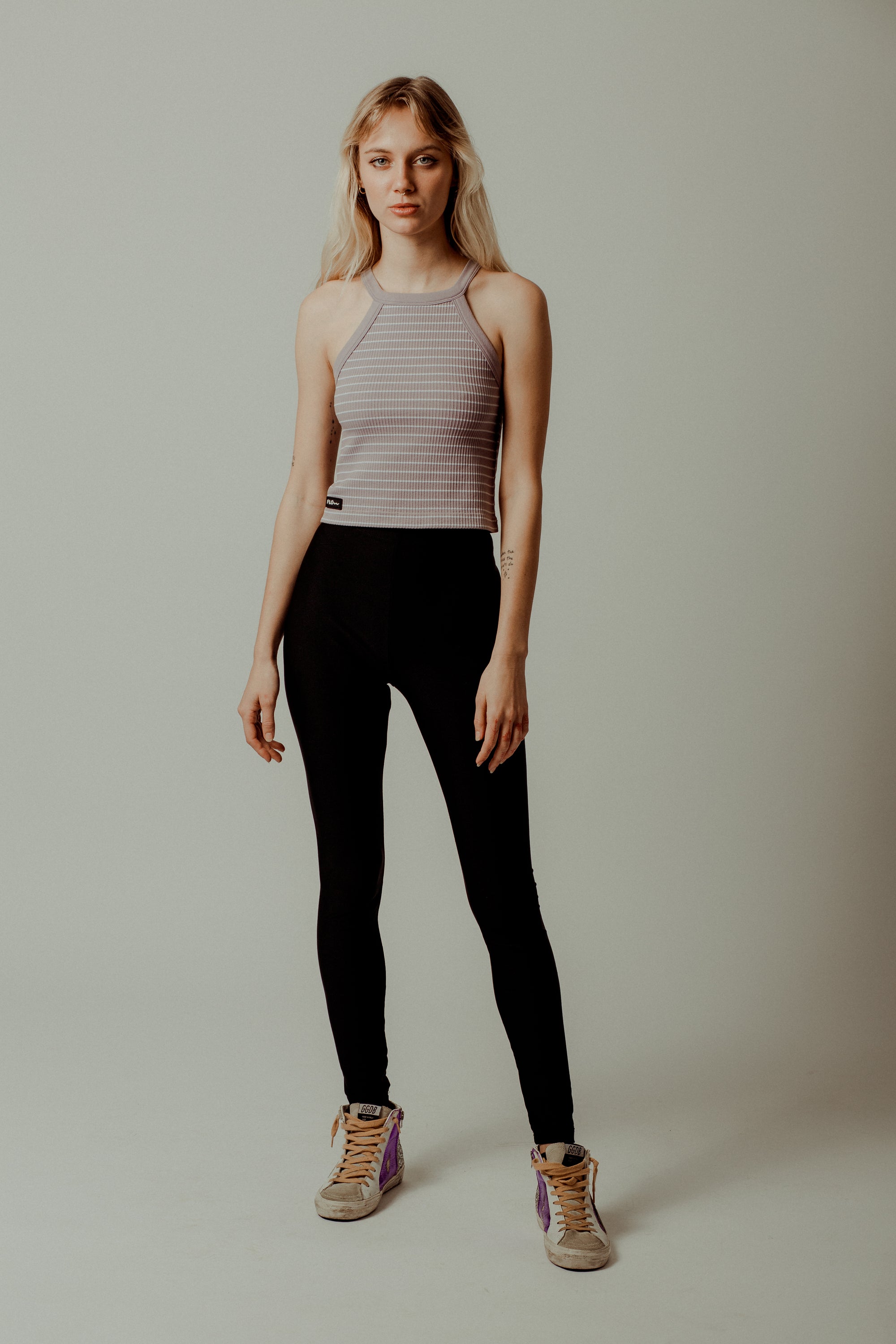 STRIPES CROP TOP LILA/WHITE